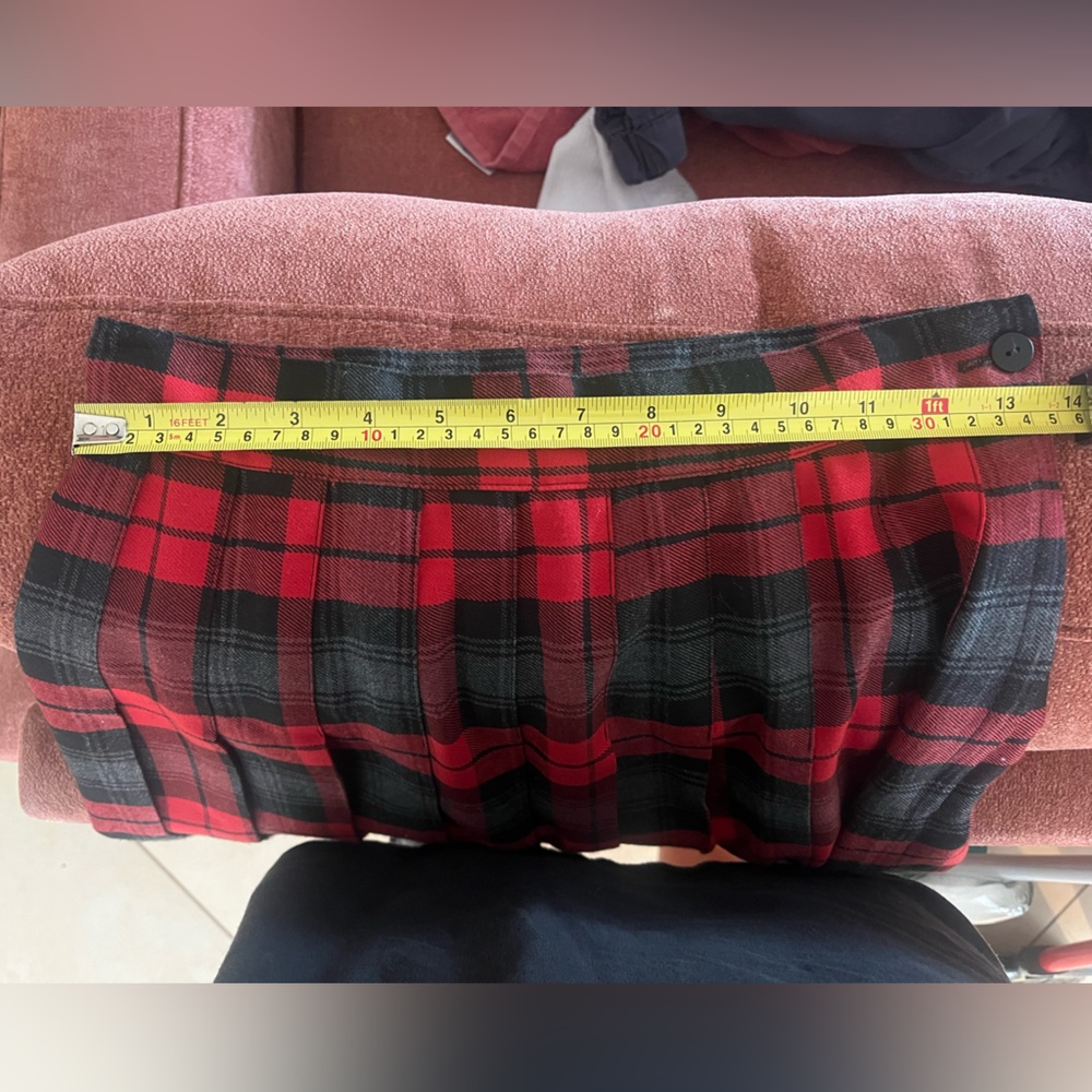 Vintage Red and Black Plaid pleated Skirt - Picture 7 of 8